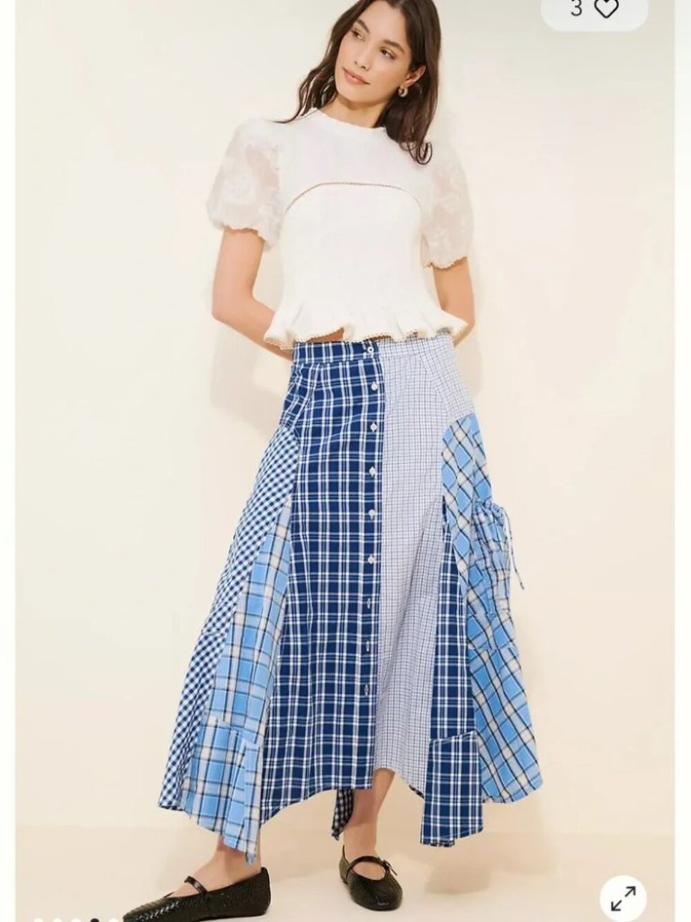 Anthropologie Pilcro anthropologie menswear midi skirt XS navy white Sold out - Picture 2 of 3
